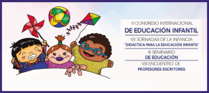 Ilustración de tres niños como invitación al II Congreso Internacional de Educación Infantil.