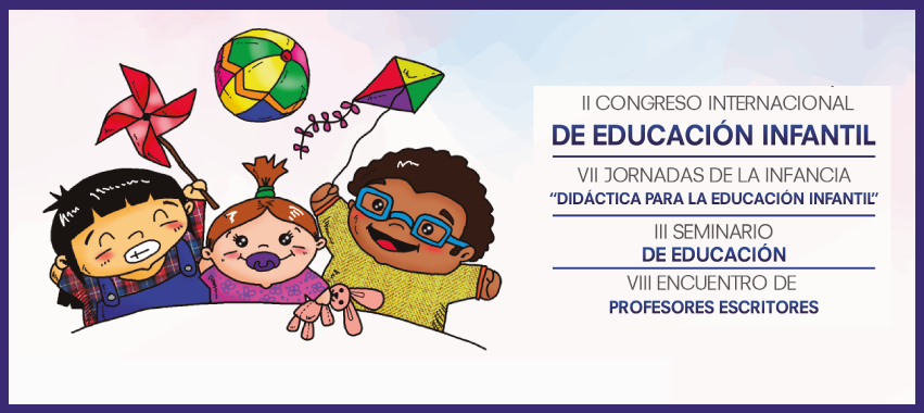 Ilustración de tres niños como invitación al II Congreso Internacional de Educación Infantil.