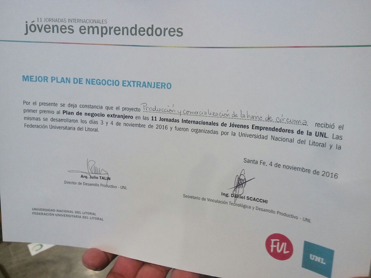 Certificados del ganador