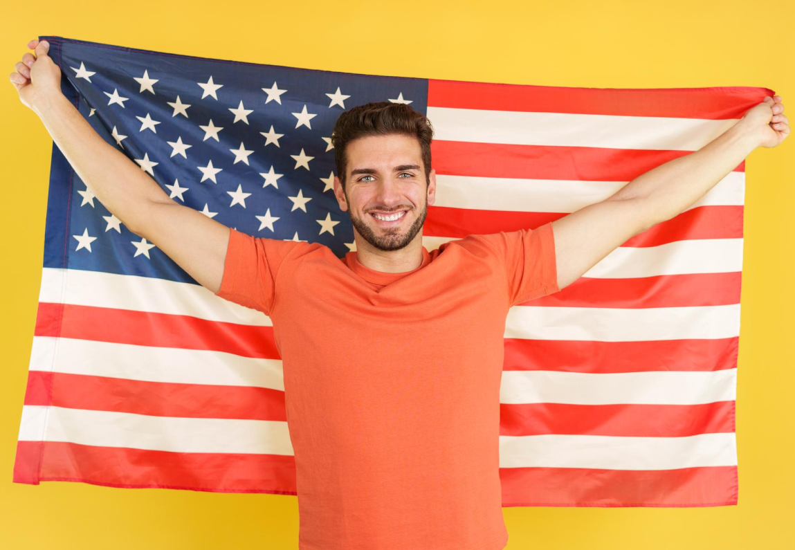 Hombre con bandera estados unidos