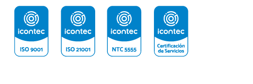 Sellos de certificaciones de calidad ICONTEC.